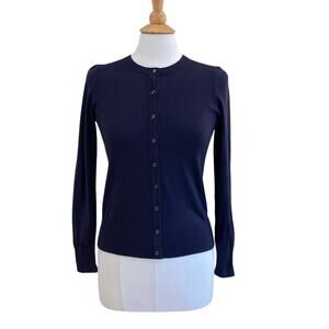 Charter Club Navy Blue Crewneck Cardigan Sweater, Size S